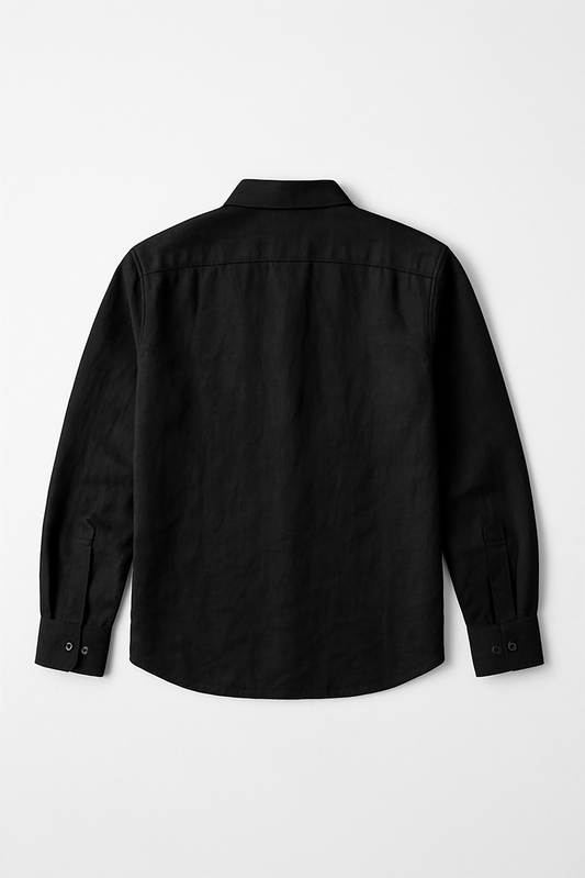 Black Plain Linen Shirt