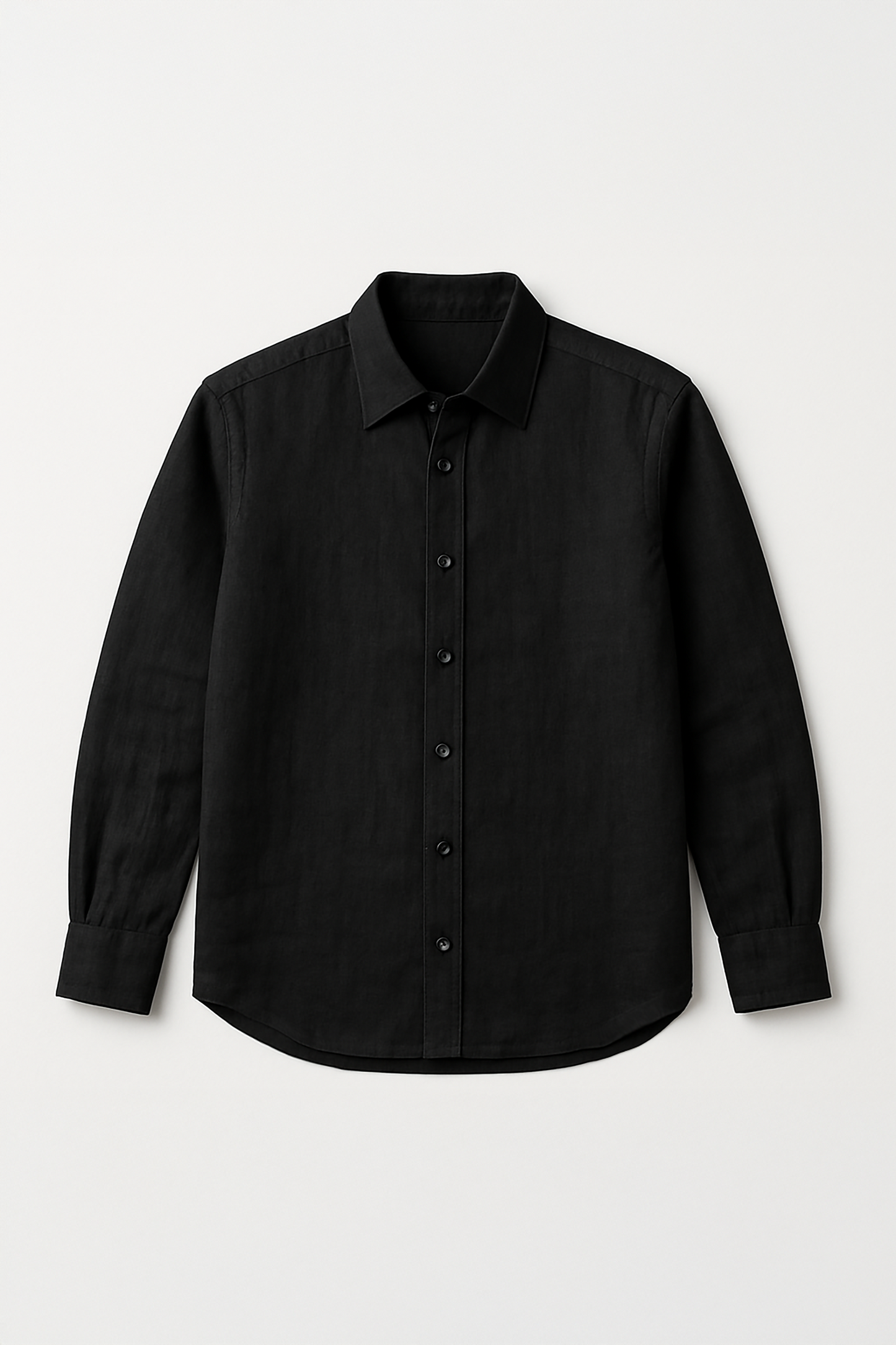 Black Plain Linen Shirt