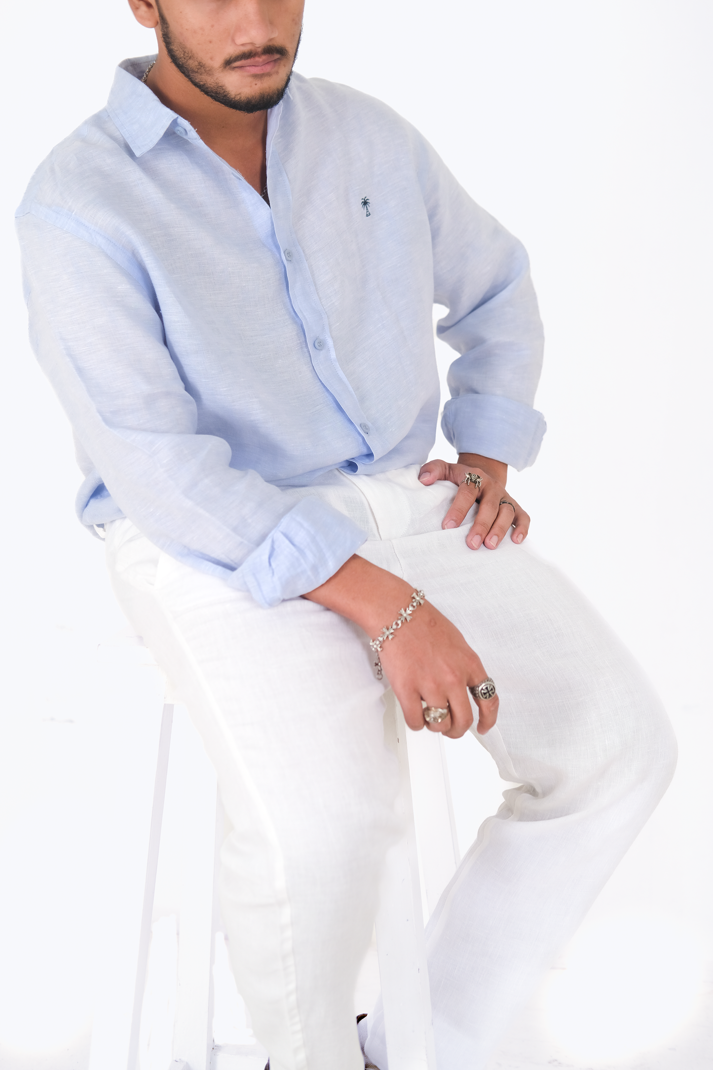 'Pearl White' Linen Pants