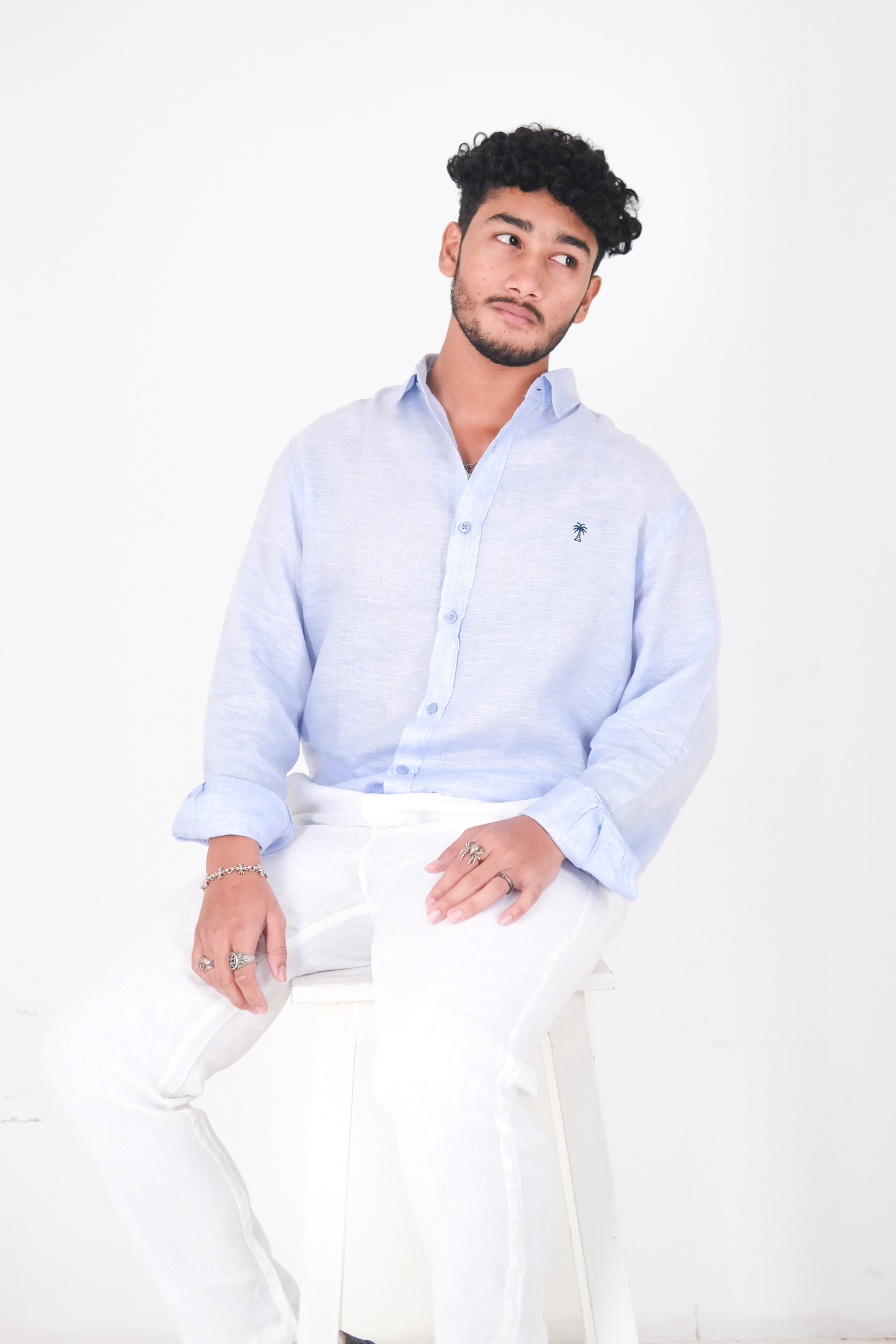 'Pearl White' Linen Pants