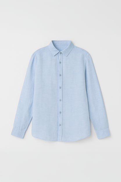 "Sky Blue" Plain Linen Shirt