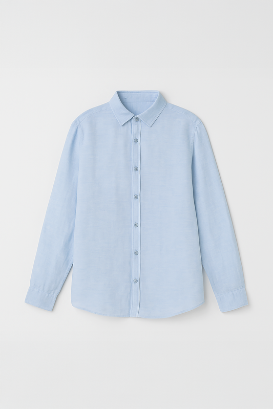 "Sky Blue" Plain Linen Shirt