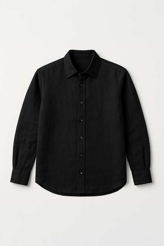 Black Plain Linen Shirt