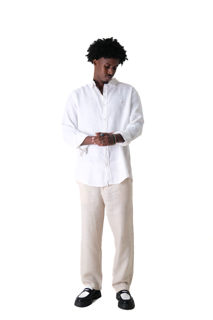 'Biscotte Beige' Linen Pants